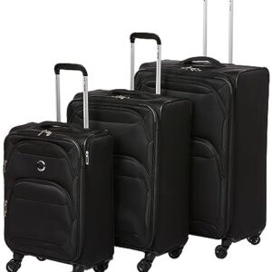 DELSEY Paris Sky Max 2.0 Softside Expandable Luggage with Spinner Wheels, Black, Checked-Medium, 24 Inch