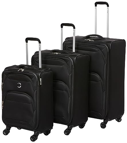 DELSEY Paris Sky Max 2.0 Softside Expandable Luggage with Spinner Wheels, Black, Checked-Medium, 24 Inch