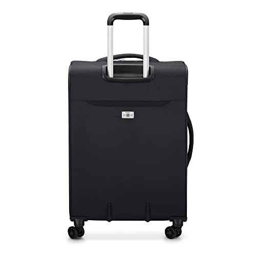 DELSEY Paris Sky Max 2.0 Softside Expandable Luggage with Spinner Wheels, Black, Checked-Medium, 24 Inch