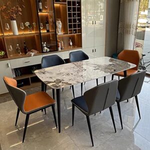 LITFAD Contemporary Dining Set with Sintered Stone Dining Table and Cushioned Chairs Modern Kitchen Table with 6 Dining Chairs for Home Restaurant - 63" L x 35.4" W x 29.5" H 7 Piece Set