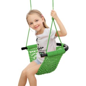 hi-na kids tree swing seat, rope swing seat, indoor swing for kids outdoor swing seat backyard swing door (green)