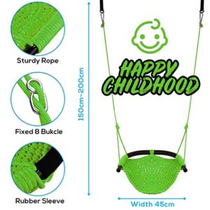 Hi-Na Kids Tree Swing Seat, Rope Swing Seat, Indoor Swing for Kids Outdoor Swing Seat Backyard Swing Door (Green)