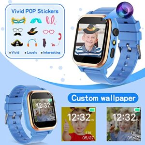 Kids Smart Watch for Boys, HD Touch Screen Smart Watch with Camera Video Music Player 16 Puzzle Games Pedometer Calculator Alarm Clock Flashlight 12/24 hr Kids Watches Gift for 4-12 Year Old Boys