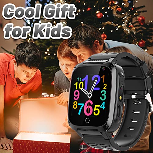 Kids Game Smart Watch for Boys Girls 3-12 Years Toys with 16 Puzzle Games Pedometer Dual Camera Video Music Player Touchscreen Alarm Clock DIY Wallpaper Children Watches Birthday Gift