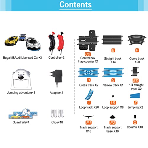 AGM MASETCH High Speed Series Tram Dual Track Set, 8.4m Electric Track with 3 Vehicles Slot car Racing, Comes with 2 Hand Controls and Track Parts and a Lap Counter
