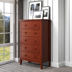 ADEPTUS Wooden Dresser, 5, Pecan