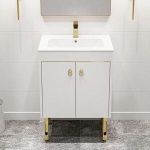 swiss madison lumiere 24" bathroom bath vanity, white and gold
