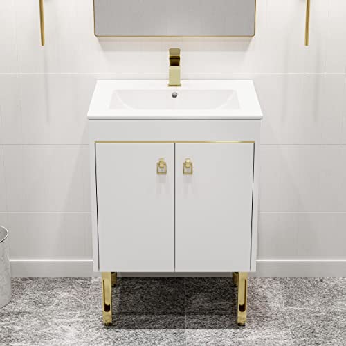 Swiss Madison Lumiere 24" Bathroom Bath Vanity, White and Gold