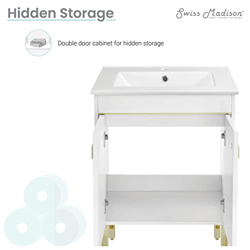 Swiss Madison Lumiere 24" Bathroom Bath Vanity, White and Gold