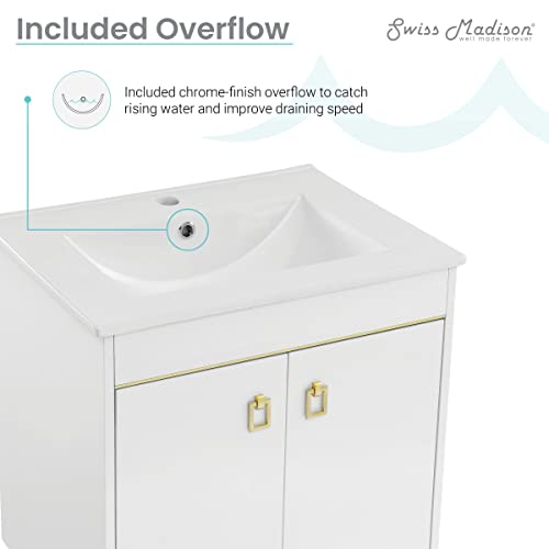 Swiss Madison Lumiere 24" Bathroom Bath Vanity, White and Gold