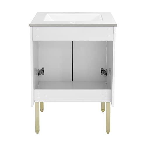 Swiss Madison Lumiere 24" Bathroom Bath Vanity, White and Gold