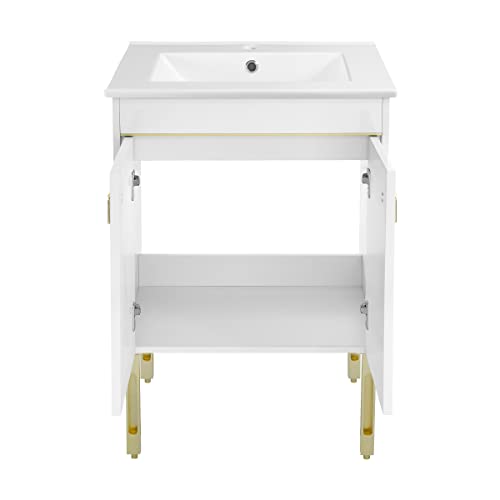 Swiss Madison Lumiere 24" Bathroom Bath Vanity, White and Gold