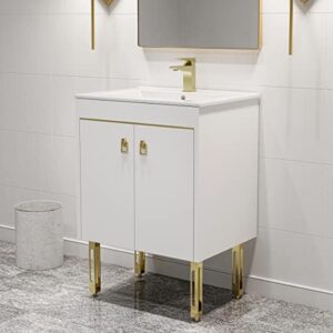 Swiss Madison Lumiere 24" Bathroom Bath Vanity, White and Gold