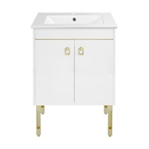 Swiss Madison Lumiere 24" Bathroom Bath Vanity, White and Gold