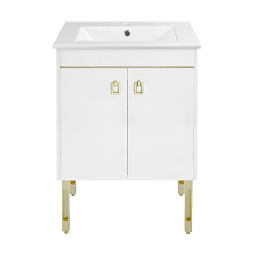 Swiss Madison Lumiere 24" Bathroom Bath Vanity, White and Gold