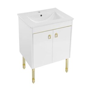 Swiss Madison Lumiere 24" Bathroom Bath Vanity, White and Gold