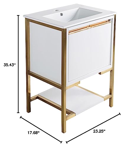 Swiss Madison - well made forever Marseille 24" Bathroom White and Brushed Gold Bath Vanity