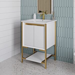 swiss madison - well made forever marseille 24" bathroom white and brushed gold bath vanity