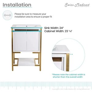 Swiss Madison - well made forever Marseille 24" Bathroom White and Brushed Gold Bath Vanity