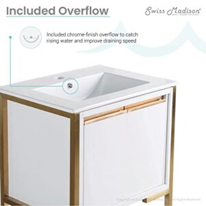 Swiss Madison - well made forever Marseille 24" Bathroom White and Brushed Gold Bath Vanity