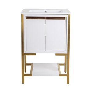 Swiss Madison - well made forever Marseille 24" Bathroom White and Brushed Gold Bath Vanity