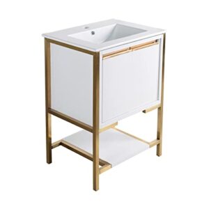 Swiss Madison - well made forever Marseille 24" Bathroom White and Brushed Gold Bath Vanity