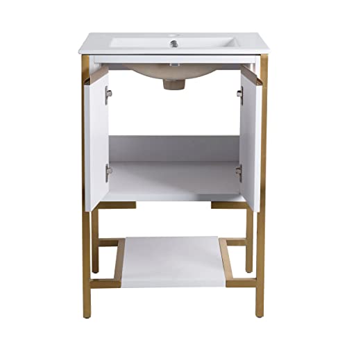 Swiss Madison - well made forever Marseille 24" Bathroom White and Brushed Gold Bath Vanity