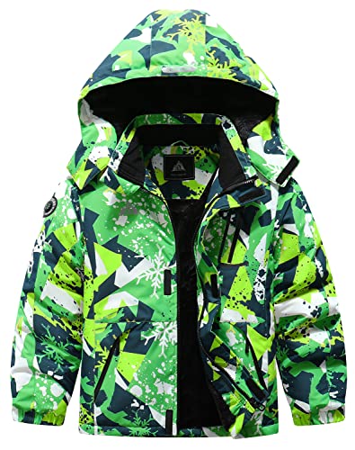 MOERDENG Kid's Ski Jacket Waterproof Winter Coat Boy's and Girl's Fleece Snowboarding Jackets with Detachable Hood