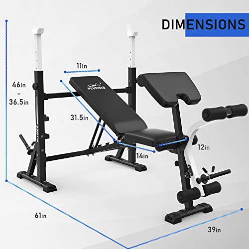 FLYBIRD Standard Weight Bench, Bench Press Set with Preacher Curl Pad and Leg Developer for Home Gym Full-Body Workout