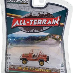 1981 CJ-7 Golden Eagle Russet Brown Metallic with Graphics All Terrain Series 13 1/64 Diecast Model Car by Greenlight 35230 C