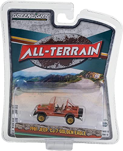 1981 CJ-7 Golden Eagle Russet Brown Metallic with Graphics All Terrain Series 13 1/64 Diecast Model Car by Greenlight 35230 C