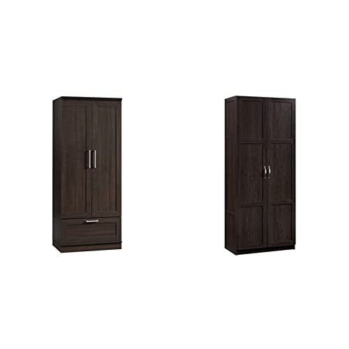 Sauder HomePlus Wardrobe, L: 28.98" x W: 20.95" x H: 71.18", Dakota Oak Finish & 419496 Miscellaneous Storage Storage Cabinet, L: 29.375" x W: 16.125" x H: 71.125", Cinnamon Cherry Finish