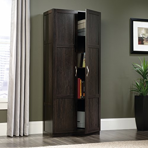 Sauder HomePlus Wardrobe, L: 28.98" x W: 20.95" x H: 71.18", Dakota Oak Finish & 419496 Miscellaneous Storage Storage Cabinet, L: 29.375" x W: 16.125" x H: 71.125", Cinnamon Cherry Finish