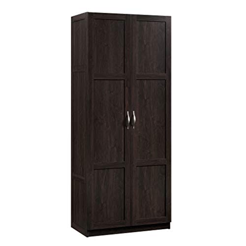 Sauder HomePlus Wardrobe, L: 28.98" x W: 20.95" x H: 71.18", Dakota Oak Finish & 419496 Miscellaneous Storage Storage Cabinet, L: 29.375" x W: 16.125" x H: 71.125", Cinnamon Cherry Finish