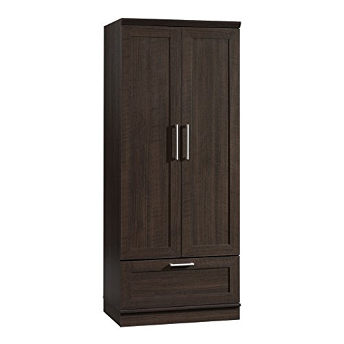 Sauder HomePlus Wardrobe, L: 28.98" x W: 20.95" x H: 71.18", Dakota Oak Finish & 419496 Miscellaneous Storage Storage Cabinet, L: 29.375" x W: 16.125" x H: 71.125", Cinnamon Cherry Finish