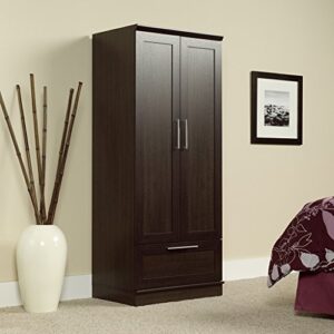 Sauder HomePlus Wardrobe, L: 28.98" x W: 20.95" x H: 71.18", Dakota Oak Finish & 419496 Miscellaneous Storage Storage Cabinet, L: 29.375" x W: 16.125" x H: 71.125", Cinnamon Cherry Finish