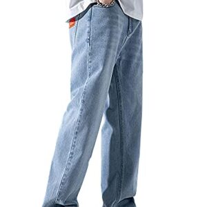 PARVENZA Men's Regular Jeans Classic Denim Pants Straight Trousers (DY05,3XL)