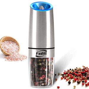 fsdifly electric salt and pepper grinder - battery operated automatic salt and pepper mills with blue light, electric salt and pepper grinder set - adjustable coarseness, one handed operation