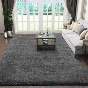 ophanie living room rugs 5x8 grey, fluffy shag fuzzy plush soft throw area rug, gray large shaggy floor big carpets for bedroom, kids home decor aesthetic, nursery