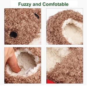 Nixlepus Women's Reindeer Slippers Bedroom House Animal Slipper Cozy Furry Christmas Red Nose Reindeer Rudolph Winter (Size EU 39/US 9/UK 7)