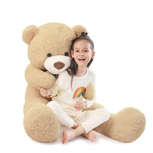 Poutmac 47 inch Giant Teddy Bear Stuffed Animal Brown Big Plush Teddy Bear Valentine's Gift for Girlfriend Soft Stuffed Bear Animals for Christmas,Birthday,Mother's Day