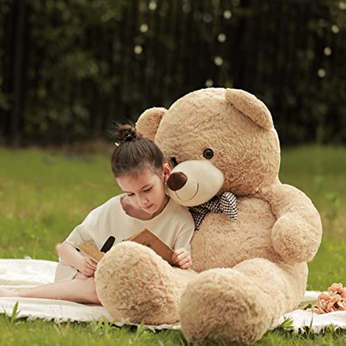 Poutmac 47 inch Giant Teddy Bear Stuffed Animal Brown Big Plush Teddy Bear Valentine's Gift for Girlfriend Soft Stuffed Bear Animals for Christmas,Birthday,Mother's Day