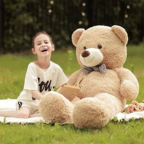 Poutmac 47 inch Giant Teddy Bear Stuffed Animal Brown Big Plush Teddy Bear Valentine's Gift for Girlfriend Soft Stuffed Bear Animals for Christmas,Birthday,Mother's Day