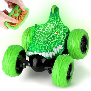 ocditikl remote control car for toddlers, dinosaur toys rc stunt car 360 degree rolling twister with light, remote control dinosaur toys car vehicles for 3 4 5 6 7 8 year old kids boys