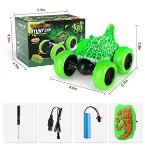 Ocditikl Remote Control Car for Toddlers, Dinosaur Toys RC Stunt Car 360 Degree Rolling Twister with Light, Remote Control Dinosaur Toys Car Vehicles for 3 4 5 6 7 8 Year Old Kids Boys