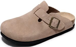 guoluofei clogs for women, womens clogs- mules house slipers with arch support and adjustable buckle brown