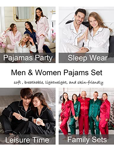 SWOMOG Bridesmaids Pajama Set for Women Long Sleeve Sleepwear Silk Soft Button Down Loungewear Pjs Set White