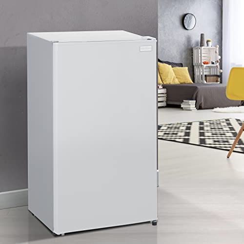 West Bend WBR33W Mini Fridge Compact Refrigerator for Home Office or Dorm, with Reversible Door, Energy Star Rated, 3.3 Cubic Feet, White