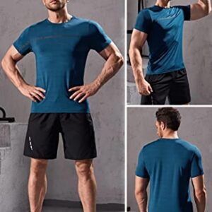 5 Pack Men’s Active Quick Dry Crew Neck T Shirts | Athletic Running Gym Workout Short Sleeve Tee Tops Bulk (Set 3, Medium)