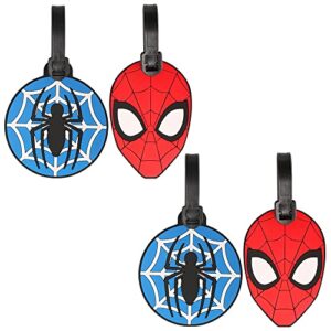 spiderman luggage tag 4-pack - rubber luggage tags - spider-man suitcase tags - bag tags for luggage
